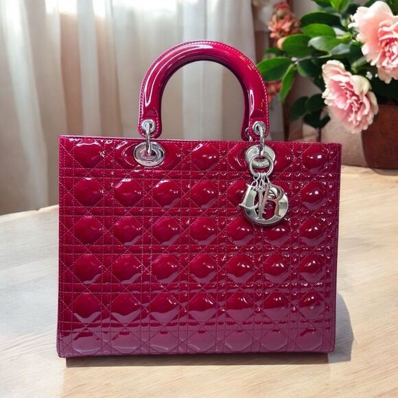 Dior Large Patent Leather Lady Dior - Picture 1 of 13